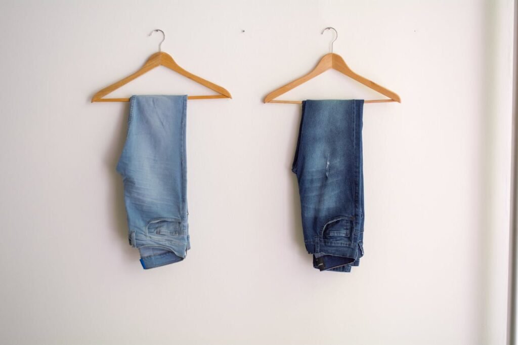 Two Hanged Blue Stonewash and Blue Jeans